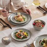 KINGSTONE Stoneware Dinnerware Sets, 18-Piece Reactive Glaze Porcelain Plates an... - Image 7