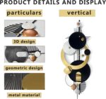 Large Modern Abstract Metal Wall Art, Black and Gold Geometric Circles Wall Deco... - Image 5