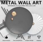 Large Modern Abstract Metal Wall Art, Black and Gold Geometric Circles Wall Deco... - Image 10
