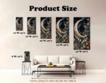 UZMKM Vintage Vertical Wall Art, Crescent Moon & Botanical Painting Print, Flora... - Image 6