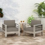 Christopher Knight Home Cape Coral Outdoor Aluminum Club Chairs with Water Resis... - Image 3