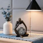 Lucky Crystal Ball Thinker Statue – Abstract Resin Figurine with Bronze Finish, ... - Image 3