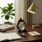 Lucky Crystal Ball Thinker Statue – Abstract Resin Figurine with Bronze Finish, ... - Image 4