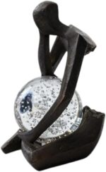 Lucky Crystal Ball Thinker Statue – Abstract Resin Figurine with Bronze Finish, ... - Image 7