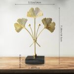 Gold Ginkgo Leaf Sculpture, Modern Metal Leaf Desk Decor with Marble Base, Elega... - Image 3