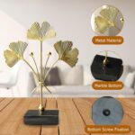 Gold Ginkgo Leaf Sculpture, Modern Metal Leaf Desk Decor with Marble Base, Elega... - Image 4