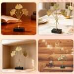 Gold Ginkgo Leaf Sculpture, Modern Metal Leaf Desk Decor with Marble Base, Elega... - Image 6
