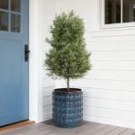 LuxenHome 14" Tall Ceramic Planter Pot for Indoor Outdoor Plants with Geometric ... - Image 4
