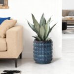 LuxenHome 14" Tall Ceramic Planter Pot for Indoor Outdoor Plants with Geometric ... - Image 5
