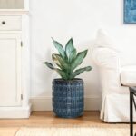 LuxenHome 14" Tall Ceramic Planter Pot for Indoor Outdoor Plants with Geometric ... - Image 6