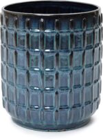 LuxenHome 14" Tall Ceramic Planter Pot for Indoor Outdoor Plants with Geometric ... - Image 10