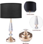 19.7" Modern Crystal Table Lamp with Gold Base & Black Fabric Shade, Elegant Bed... - Image 4