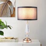 19.7" Modern Crystal Table Lamp with Gold Base & Black Fabric Shade, Elegant Bed... - Image 8