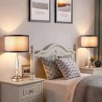19.7" Modern Crystal Table Lamp with Gold Base & Black Fabric Shade, Elegant Bed... - Image 9