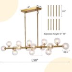 Gold Linear Rectangle Chandelier Modern Chandelier Glass Pendant Light Fixture A... - Image 4