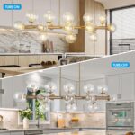 Gold Linear Rectangle Chandelier Modern Chandelier Glass Pendant Light Fixture A... - Image 6