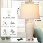 CINSARY 24.3" Farmhouse Jar Table Lamps Set of 2, 3 Way Touch Control Rustic Bed... - Image 3
