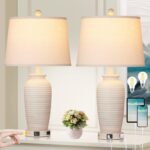 CINSARY 24.3" Farmhouse Jar Table Lamps Set of 2, 3 Way Touch Control Rustic Bed... - Image 8