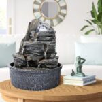 Rockery Indoor Water Fountain, Zen Meditation Tabletop Fountain with LED Lights ... - Image 3
