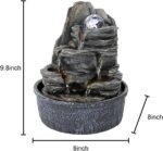 Rockery Indoor Water Fountain, Zen Meditation Tabletop Fountain with LED Lights ... - Image 4