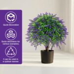 2 Pcs Artificial Lavender Topiary Ball Trees Potted Plants, UV Resistant Fake La... - Image 3