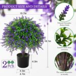 2 Pcs Artificial Lavender Topiary Ball Trees Potted Plants, UV Resistant Fake La... - Image 7