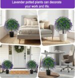 2 Pcs Artificial Lavender Topiary Ball Trees Potted Plants, UV Resistant Fake La... - Image 8