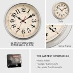 Wall Clock Metal 12.4" Retro Vintage Wall Clocks Countryside Style Silent Non Ti... - Image 3