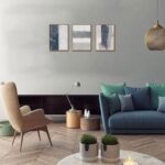 KISSFOX 3 Piece Framed Wall Art Abstract Wall Decor Navy Blue Texture Pictures M... - Image 3