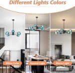 KCO Lighting Modern 8-Lights Blue Glass Sputnik Chandelier Mid-Century Matte Bla... - Image 5