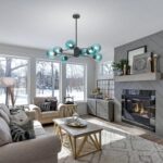 KCO Lighting Modern 8-Lights Blue Glass Sputnik Chandelier Mid-Century Matte Bla... - Image 7