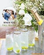 Maaacute 24 Pack Champagne Flutes Plastic, 9 Oz Disposable Stemless Mimosa Gold ... - Image 3