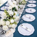 Liacere 350PCS Silver Plastic Plates-Disposable White and Silver Plates 50guest ... - Image 4