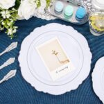 Liacere 350PCS Silver Plastic Plates-Disposable White and Silver Plates 50guest ... - Image 5