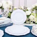Liacere 350PCS Silver Plastic Plates-Disposable White and Silver Plates 50guest ... - Image 9