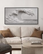 HUARCEY Sand-Textured Wave Black Metal Framed Canvas Wall Art, Luxury Sand Finis... - Image 4