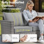 ovios 10 Pieces Patio Furniture Set, Outdoor Wicker Sofa Couch with Rocking Swiv... - Image 8