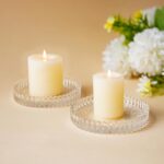 kanpura 3.5 Inch Glass Pillar Candle Holder Set Set of 2 Gear Round Candle Plate... - Image 5