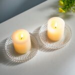 kanpura 3.5 Inch Glass Pillar Candle Holder Set Set of 2 Gear Round Candle Plate... - Image 6