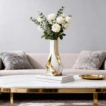 10.6" Tall White and Gold Ceramic Vase – Modern Elegant Home Decor for Living Ro... - Image 3