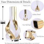 10.6" Tall White and Gold Ceramic Vase – Modern Elegant Home Decor for Living Ro... - Image 4