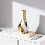 10.6" Tall White and Gold Ceramic Vase – Modern Elegant Home Decor for Living Ro... - Image 5