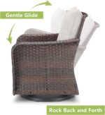 Rilyson Luxury Outdoor Patio Swivel Rocker Chairs Set of 3, Wicker Rattan 3 Piec... - Image 4