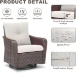 Rilyson Luxury Outdoor Patio Swivel Rocker Chairs Set of 3, Wicker Rattan 3 Piec... - Image 6