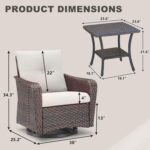 Rilyson Luxury Outdoor Patio Swivel Rocker Chairs Set of 3, Wicker Rattan 3 Piec... - Image 7
