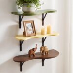 AceOrbit 3 Pcs Mid Century Floating Shelves Wavy Cloud Shelves Wooden Shelf Live... - Image 6