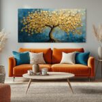 Modern Art Golden Lucky Tree Money Tree Canvas Wall Art Gold Tree of Life Painti... - Image 3