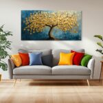 Modern Art Golden Lucky Tree Money Tree Canvas Wall Art Gold Tree of Life Painti... - Image 6