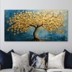 Modern Art Golden Lucky Tree Money Tree Canvas Wall Art Gold Tree of Life Painti... - Image 8