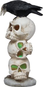 Ebros Gothic Raven Crow Bird Perching On Pole Totem Stacked Skulls with Color Ch... - Image 5